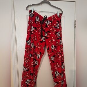 Red Minnie Mouse Pajama Pants Womens Large